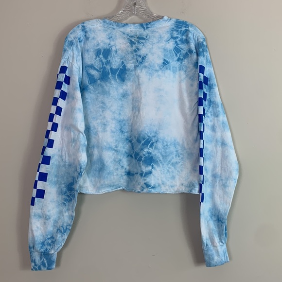 Pepsi Crop Top Women Large Tye Dye Long Sleeve Preowned 100% Cotton Graphic Tee - Picture 6 of 6